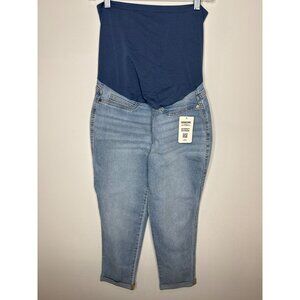 Levis Jeans Womens Maternity Boyfriend Denim Stretch Blue Over Belly Size M Cuff